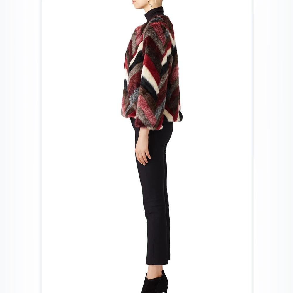 Waverly Grey faux fur chevron patterned jacket.  EUC - size S